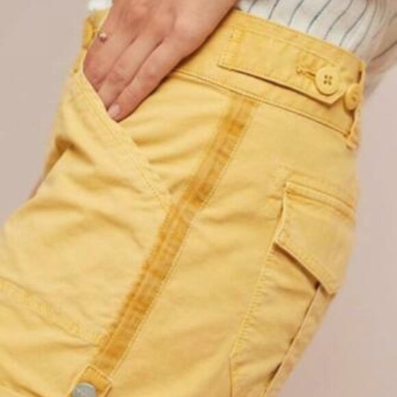 ANTHROPOLOGIE Yellow Rolled Utility Shorts - Picture 5 of 7